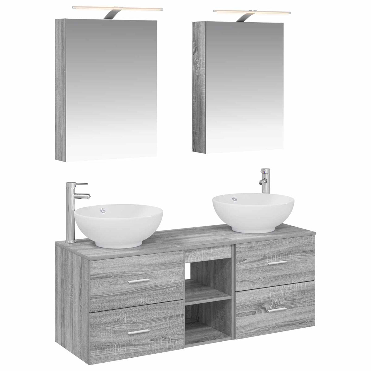 vidaXL Bathroom Furniture Set 5 pcs Grey Sonoma 2