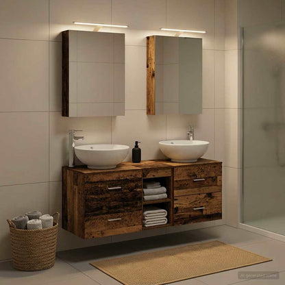 vidaXL Bathroom Furniture Set 5 pcs Old Wood Engineered Wood and Glass 4