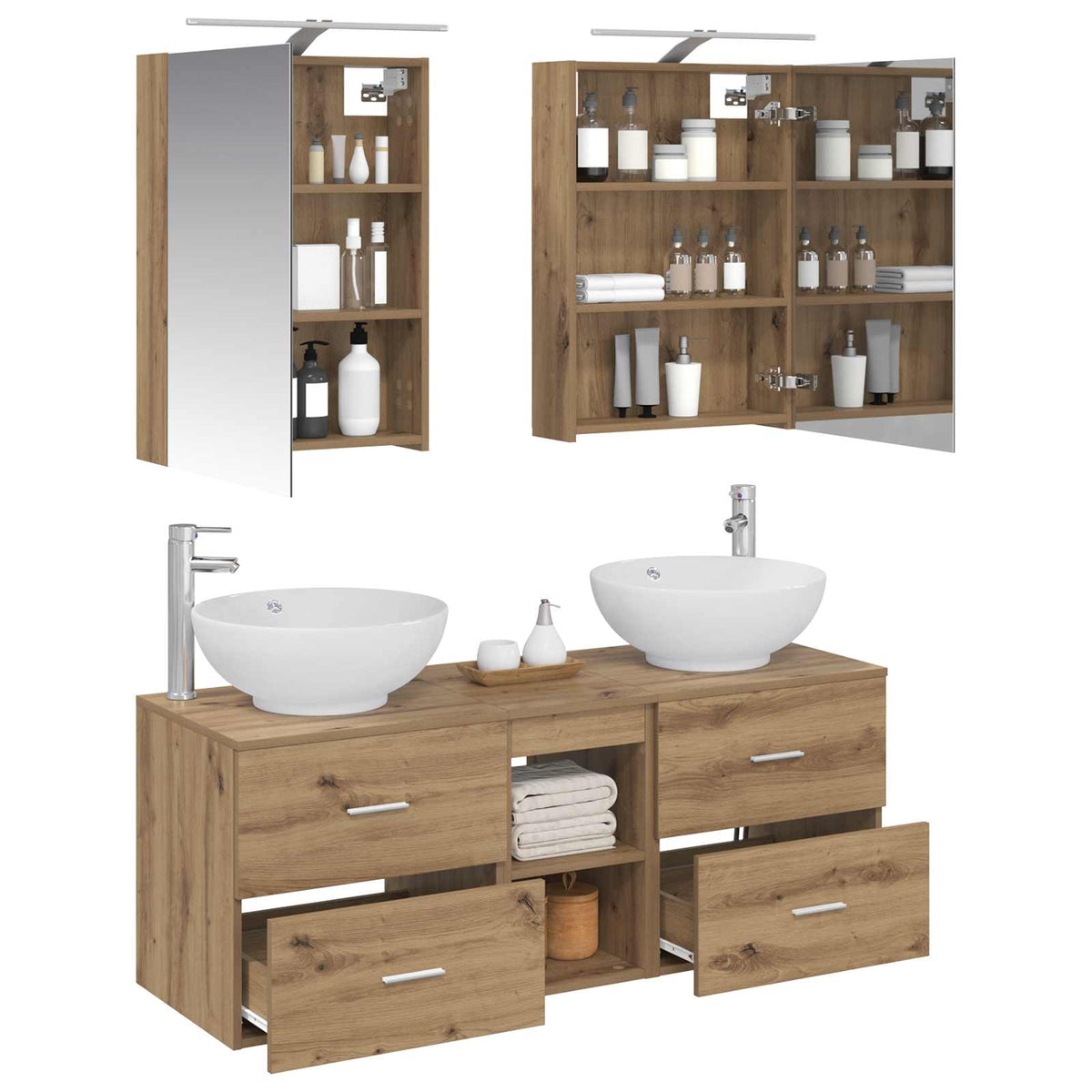 vidaXL Bathroom Furniture Set 5 pcs Artisan Oak 3