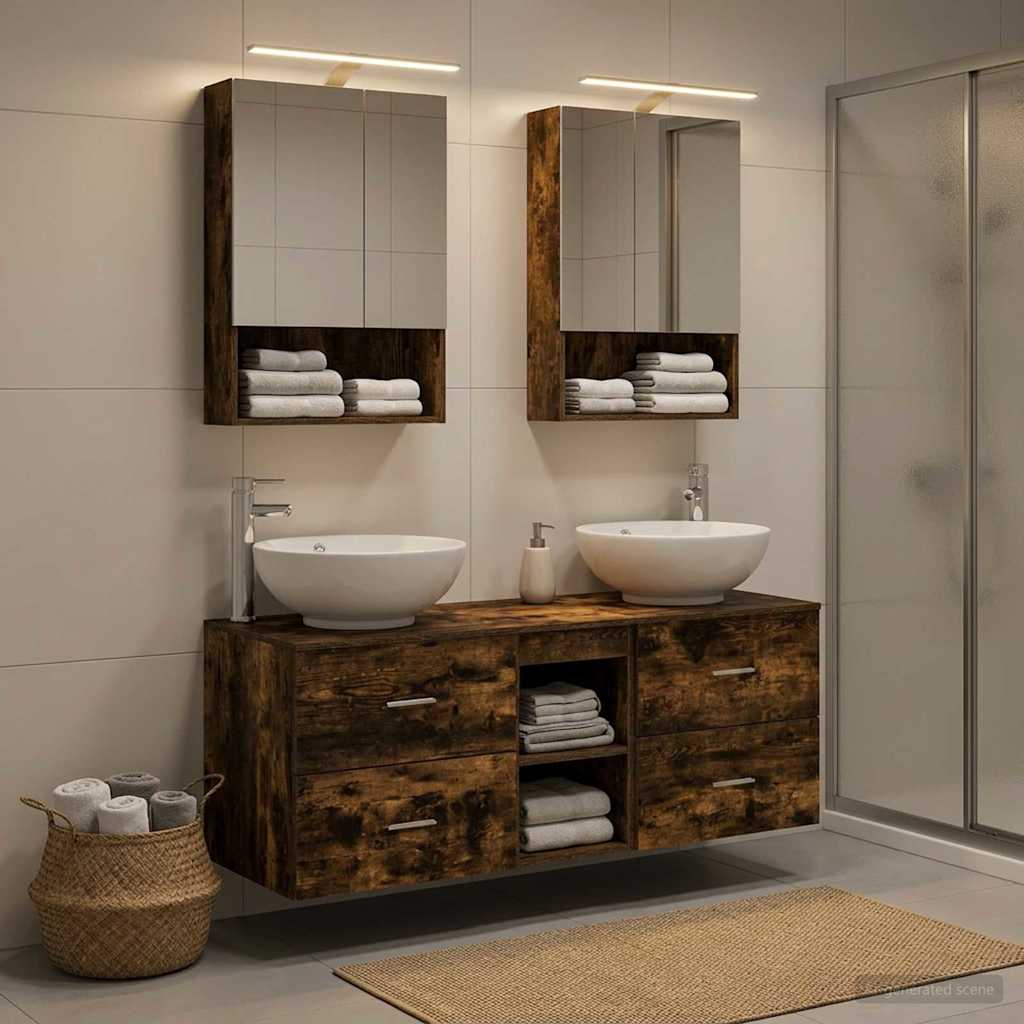 vidaXL Bathroom Furniture Set 5 pcs Smoked Oak 4
