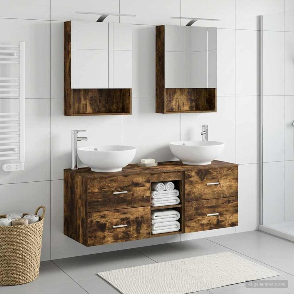 vidaXL Bathroom Furniture Set 5 pcs Smoked Oak