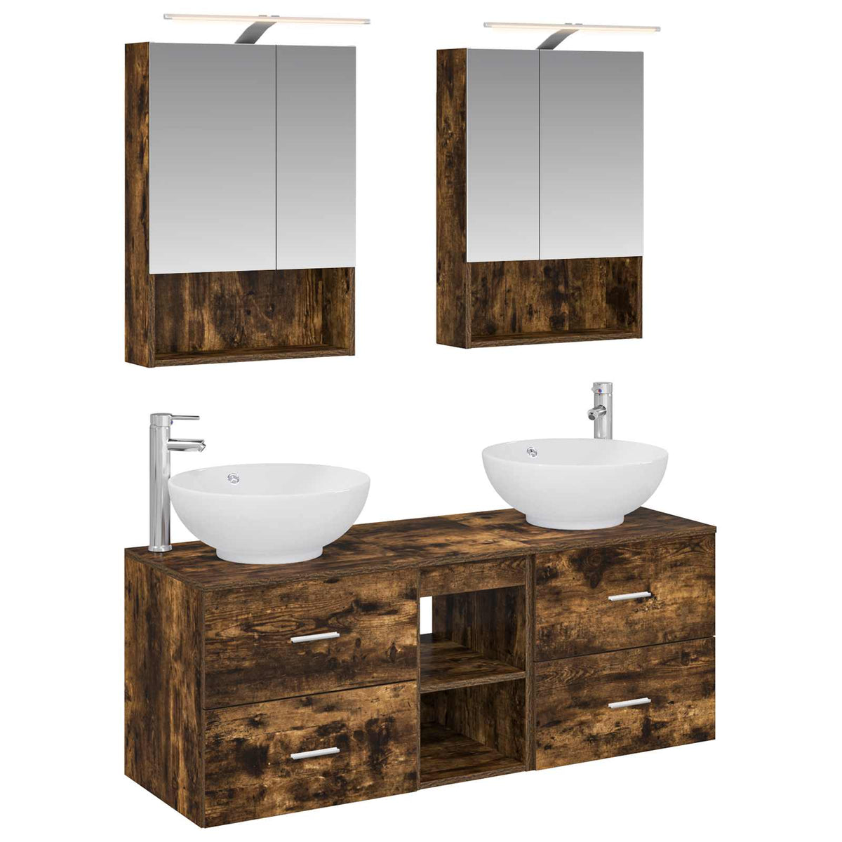 vidaXL Bathroom Furniture Set 5 pcs Smoked Oak 2
