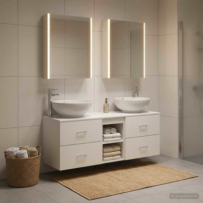 vidaXL Bathroom Furniture Set 5 pcs White Engineered Wood and Glass 1