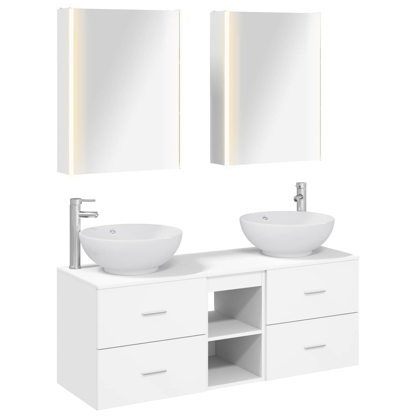 vidaXL Bathroom Furniture Set 5 pcs White Engineered Wood and Glass 2