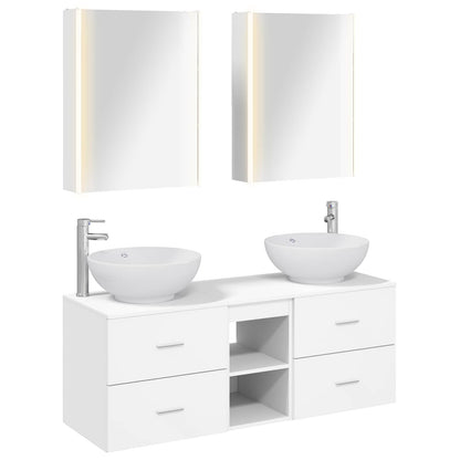 vidaXL Bathroom Furniture Set 5 pcs White Engineered Wood and Glass 2