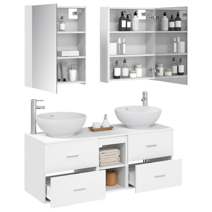 vidaXL Bathroom Furniture Set 5 pcs White Engineered Wood and Glass 3
