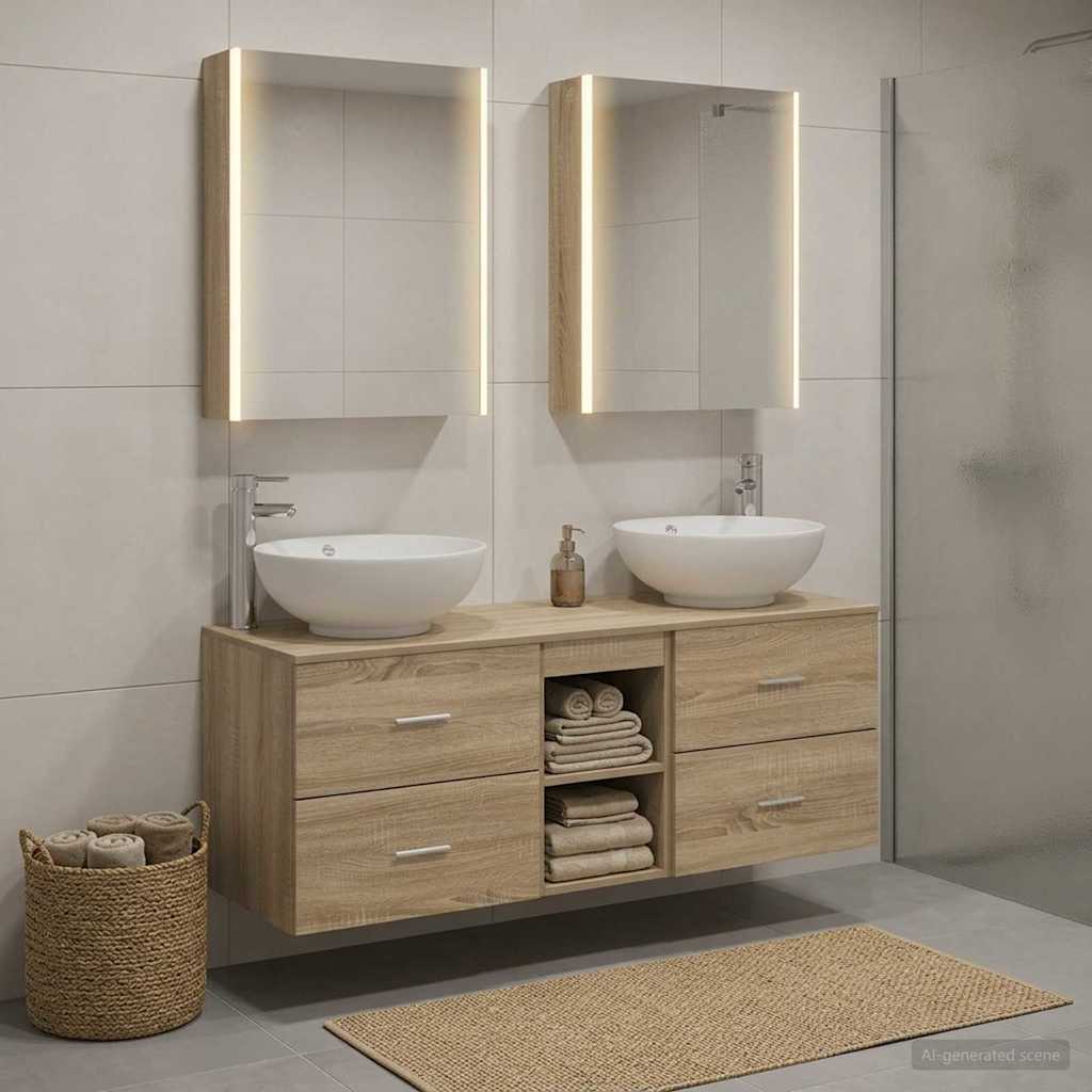 vidaXL Bathroom Furniture Set 5 pcs Sonoma Oak 4