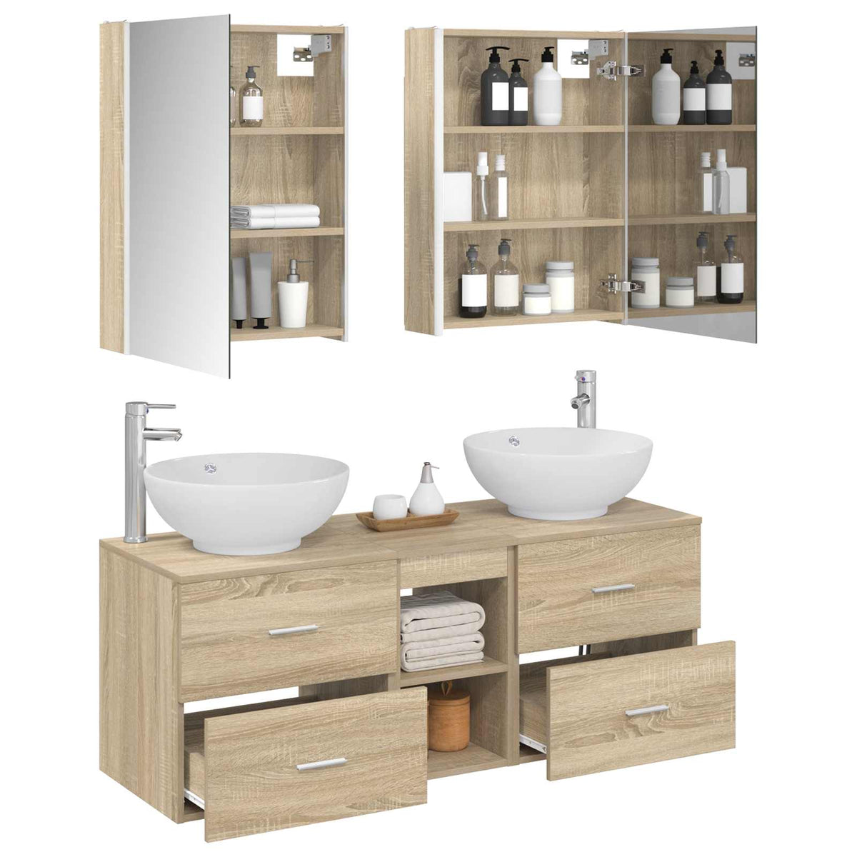 vidaXL Bathroom Furniture Set 5 pcs Sonoma Oak 3