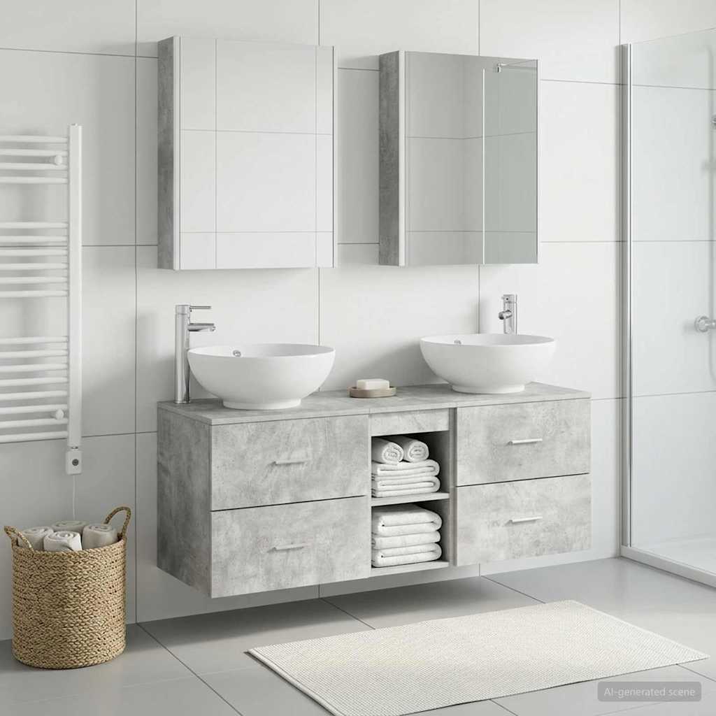 vidaXL Bathroom Furniture Set 5 pcs Concrete Grey 1
