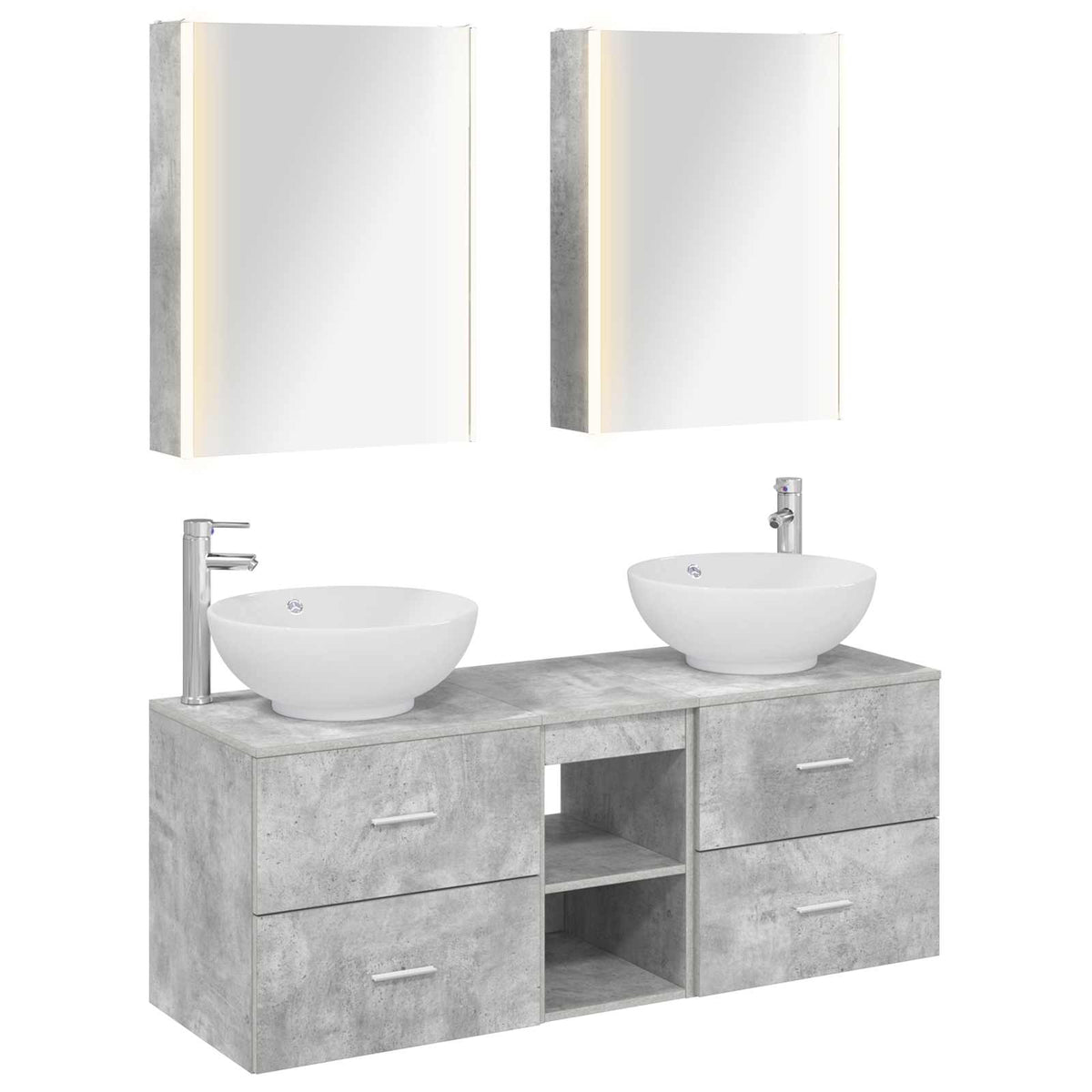 vidaXL Bathroom Furniture Set 5 pcs Concrete Grey 2