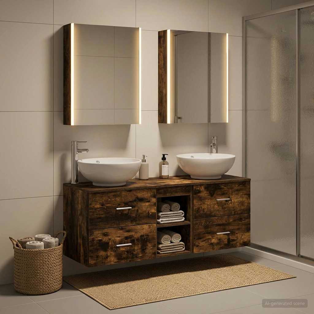 vidaXL Bathroom Furniture Set 5 pcs Smoked Oak 4
