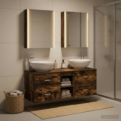 vidaXL Bathroom Furniture Set 5 pcs Smoked Oak 4