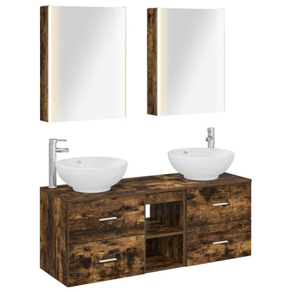 vidaXL Bathroom Furniture Set 5 pcs Smoked Oak 2