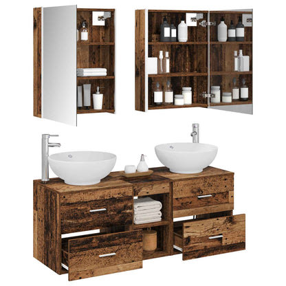 vidaXL Bathroom Furniture Set 5 pcs Old Wood Engineered Wood and Glass 3