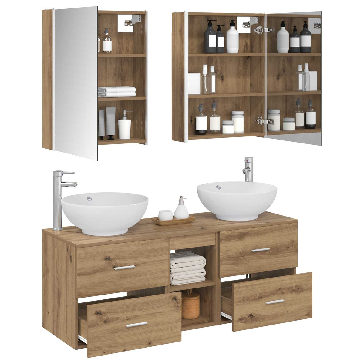 vidaXL Bathroom Furniture Set 5 pcs Artisan Oak 3