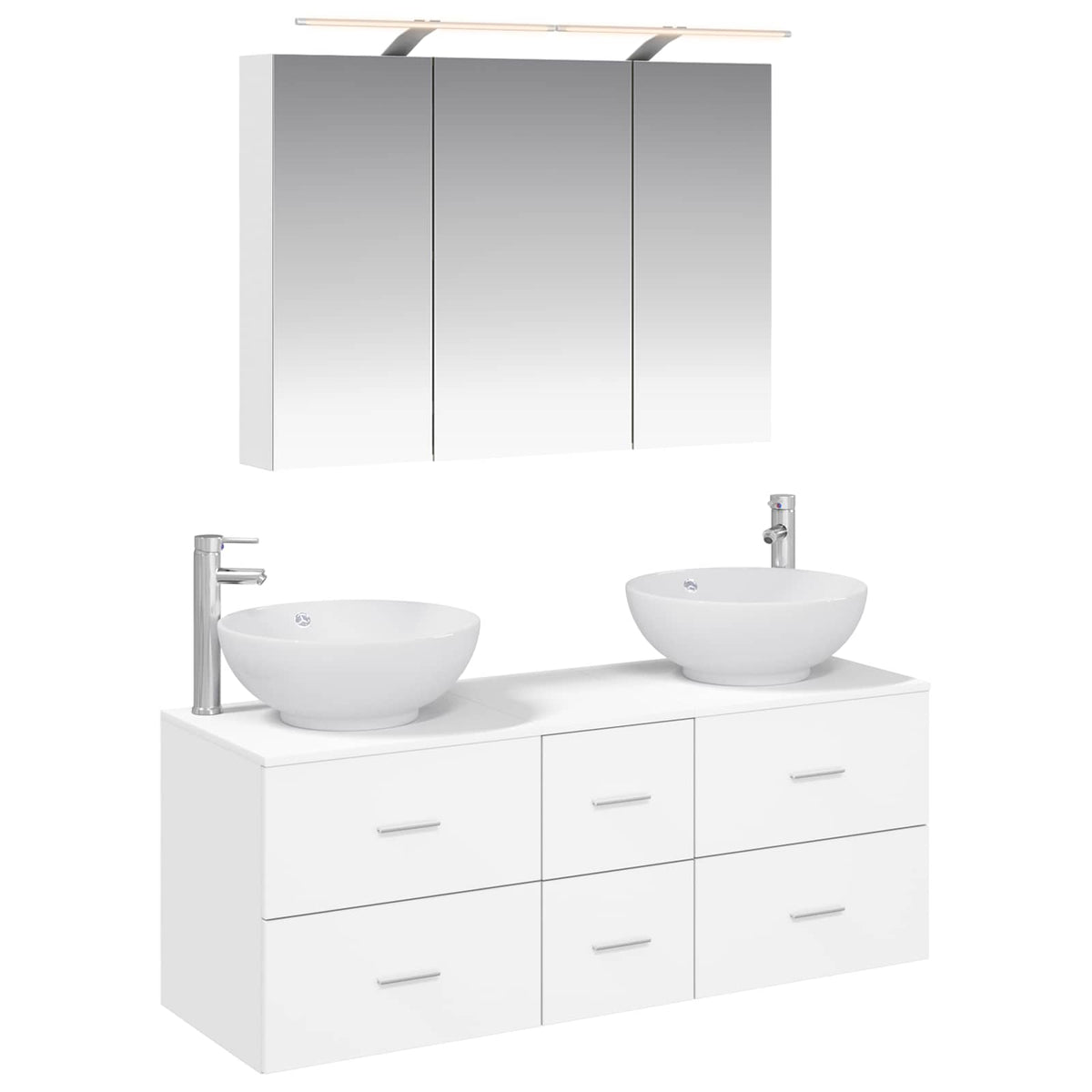 vidaXL Bathroom Furniture Set 4 pcs White Engineered Wood and Glass 2