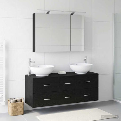 vidaXL Bathroom Furniture Set 4 pcs Black Oak 1