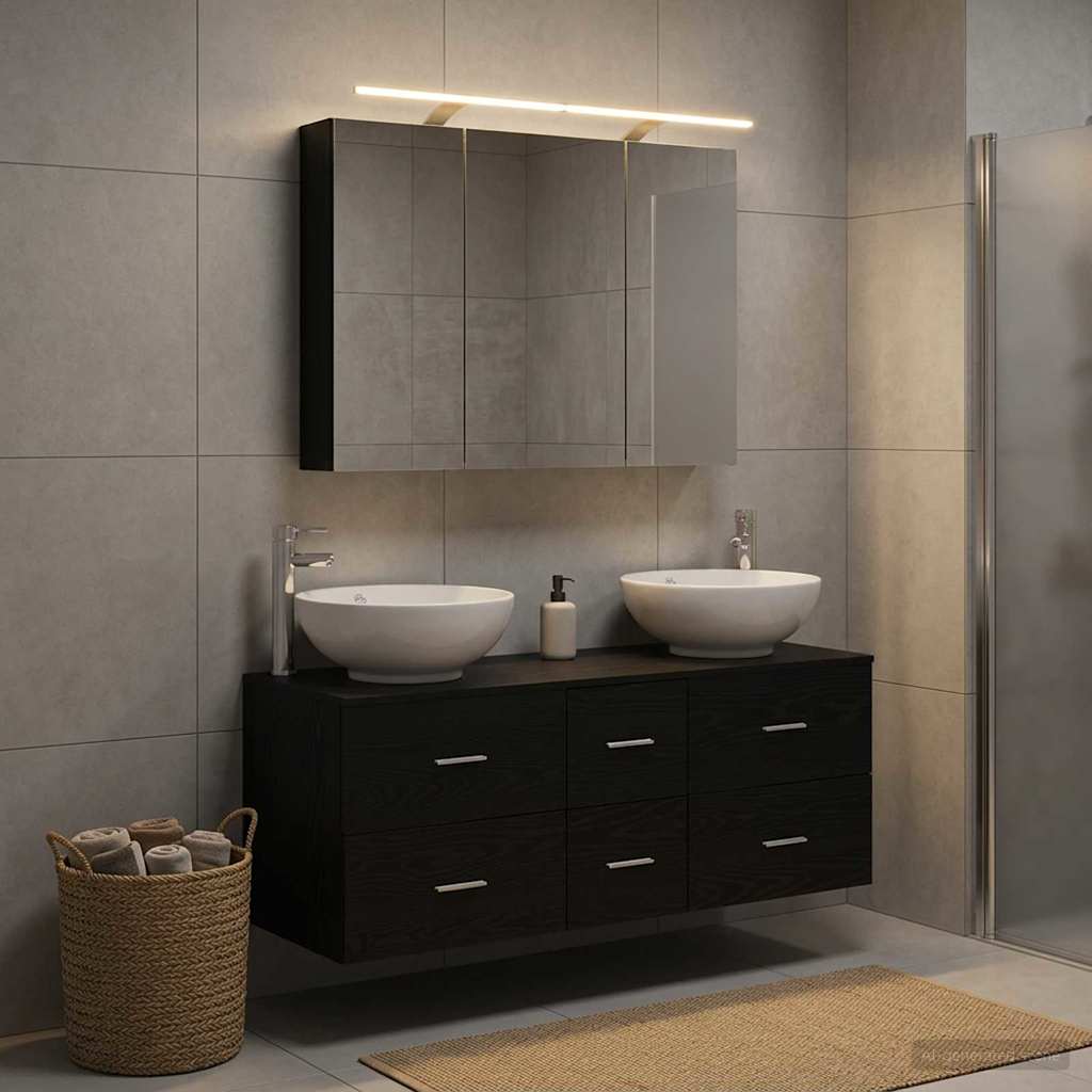 vidaXL Bathroom Furniture Set 4 pcs Black Oak 4