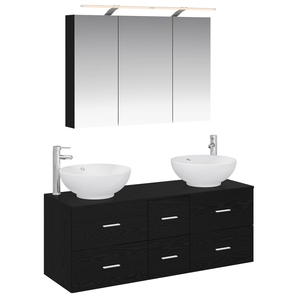 vidaXL Bathroom Furniture Set 4 pcs Black Oak 2