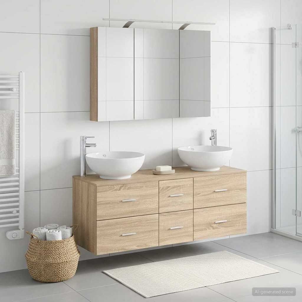 vidaXL Bathroom Furniture Set 4 pcs Sonoma Oak 4