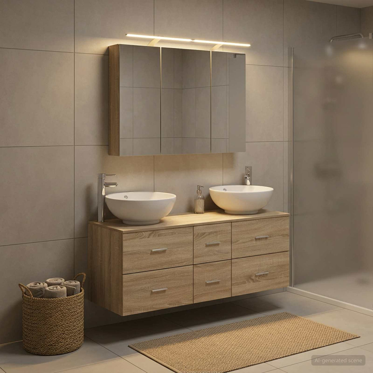 vidaXL Bathroom Furniture Set 4 pcs Sonoma Oak 1