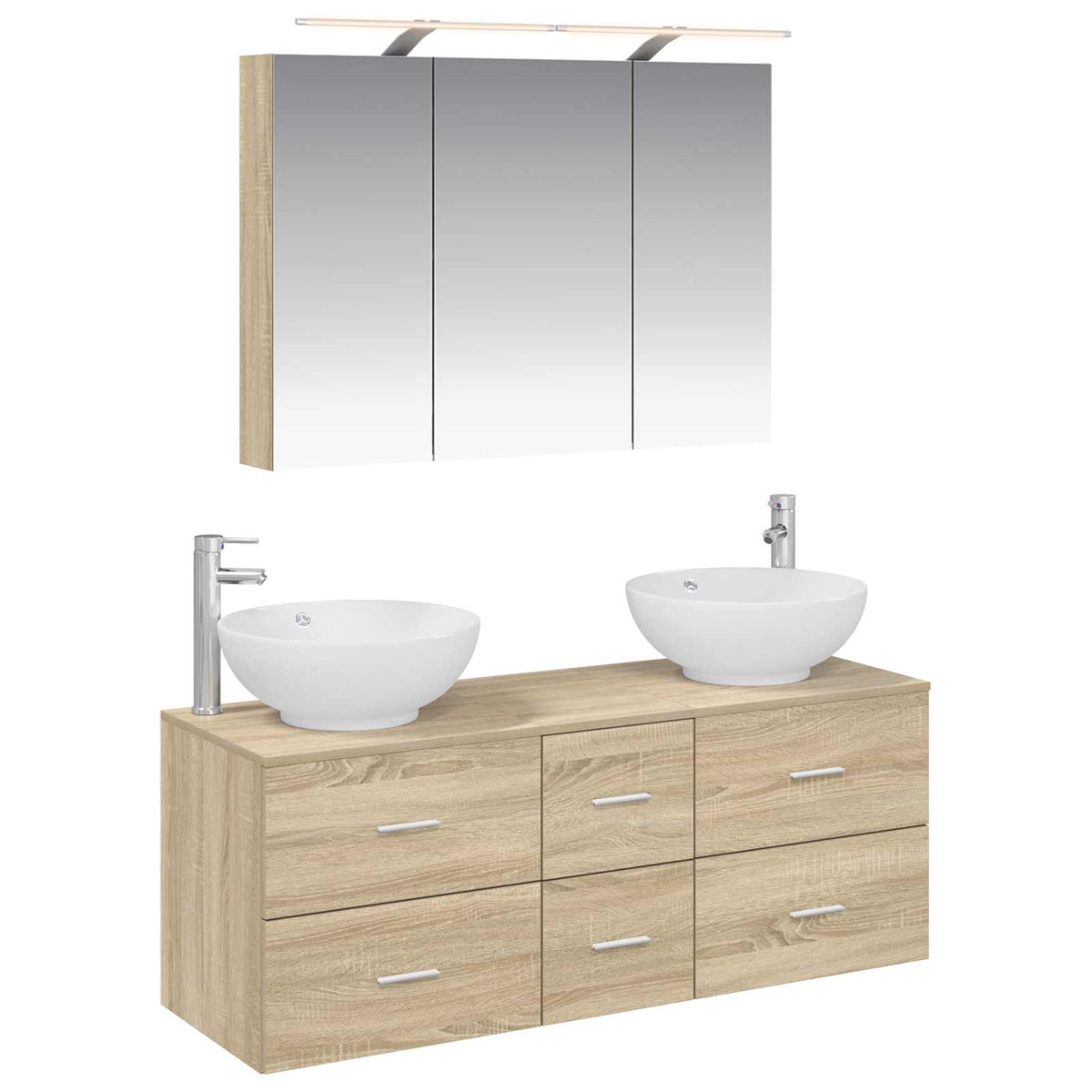 vidaXL Bathroom Furniture Set 4 pcs Sonoma Oak 2