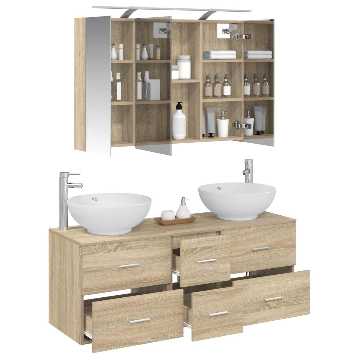vidaXL Bathroom Furniture Set 4 pcs Sonoma Oak 3