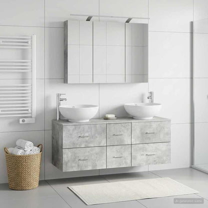 vidaXL Bathroom Furniture Set 4 pcs Concrete Grey 4