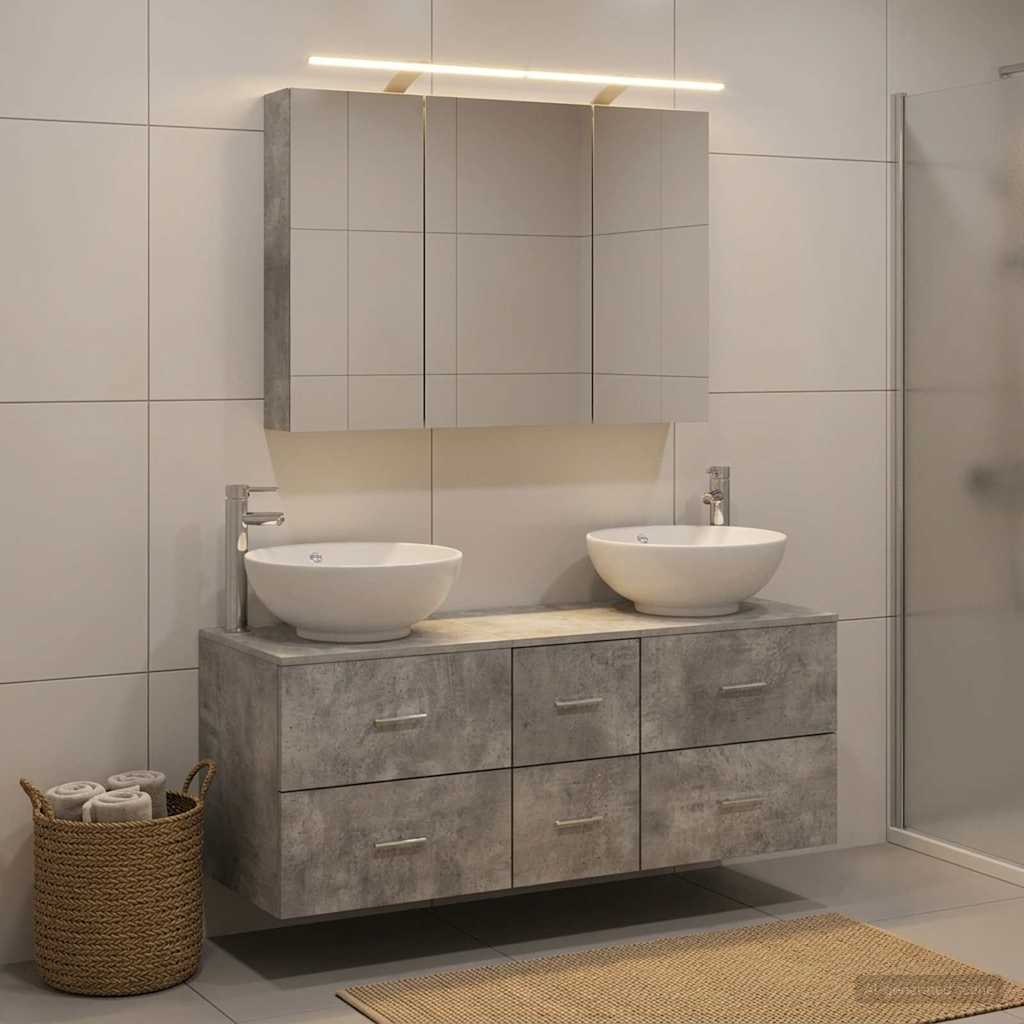 vidaXL Bathroom Furniture Set 4 pcs Concrete Grey 1