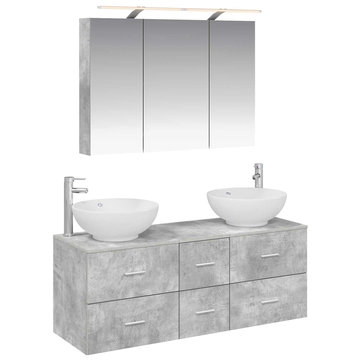 vidaXL Bathroom Furniture Set 4 pcs Concrete Grey 2