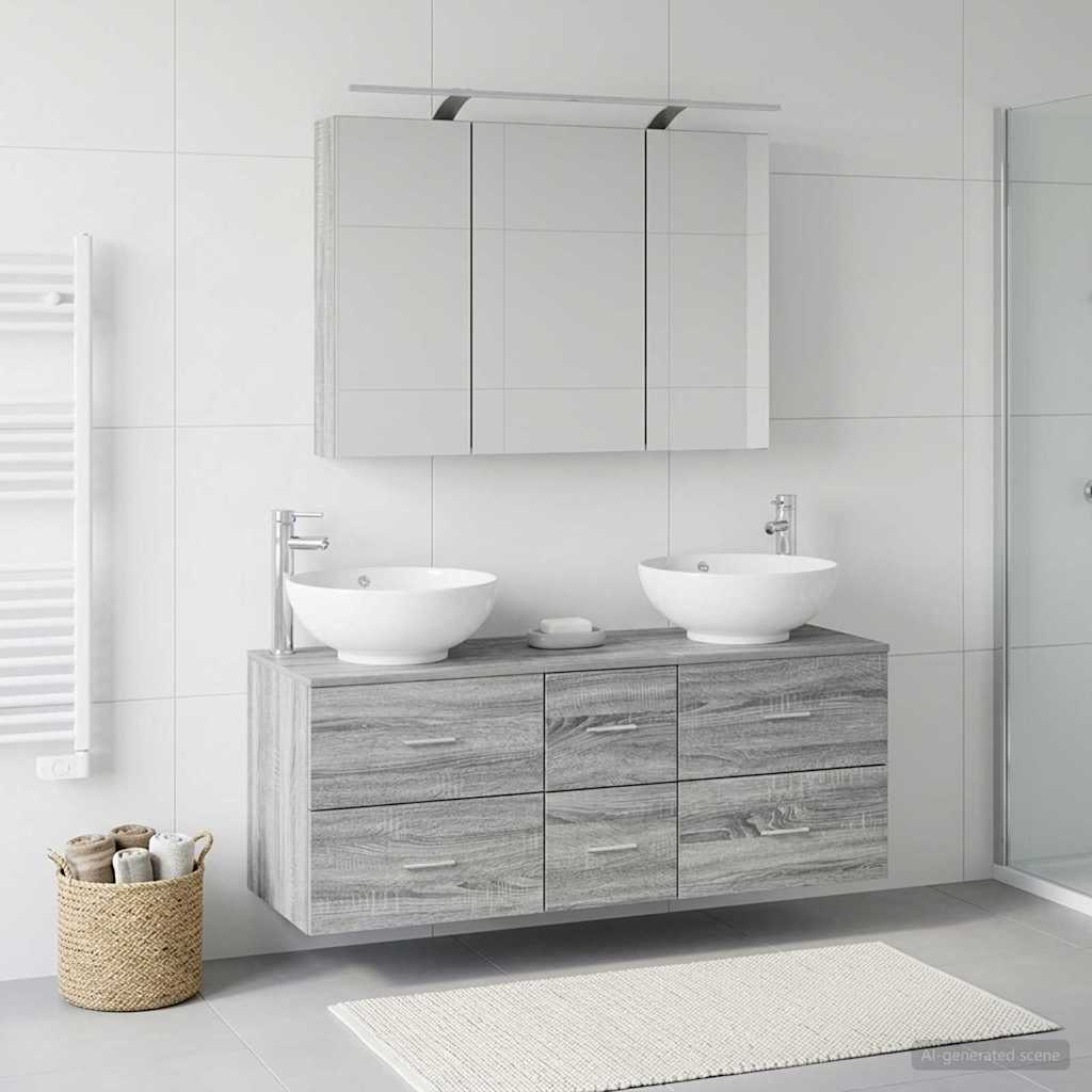 vidaXL Bathroom Furniture Set 4 pcs Grey Sonoma 4