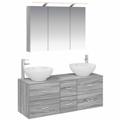 vidaXL Bathroom Furniture Set 4 pcs Grey Sonoma 2