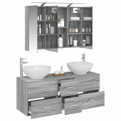 vidaXL Bathroom Furniture Set 4 pcs Grey Sonoma 3