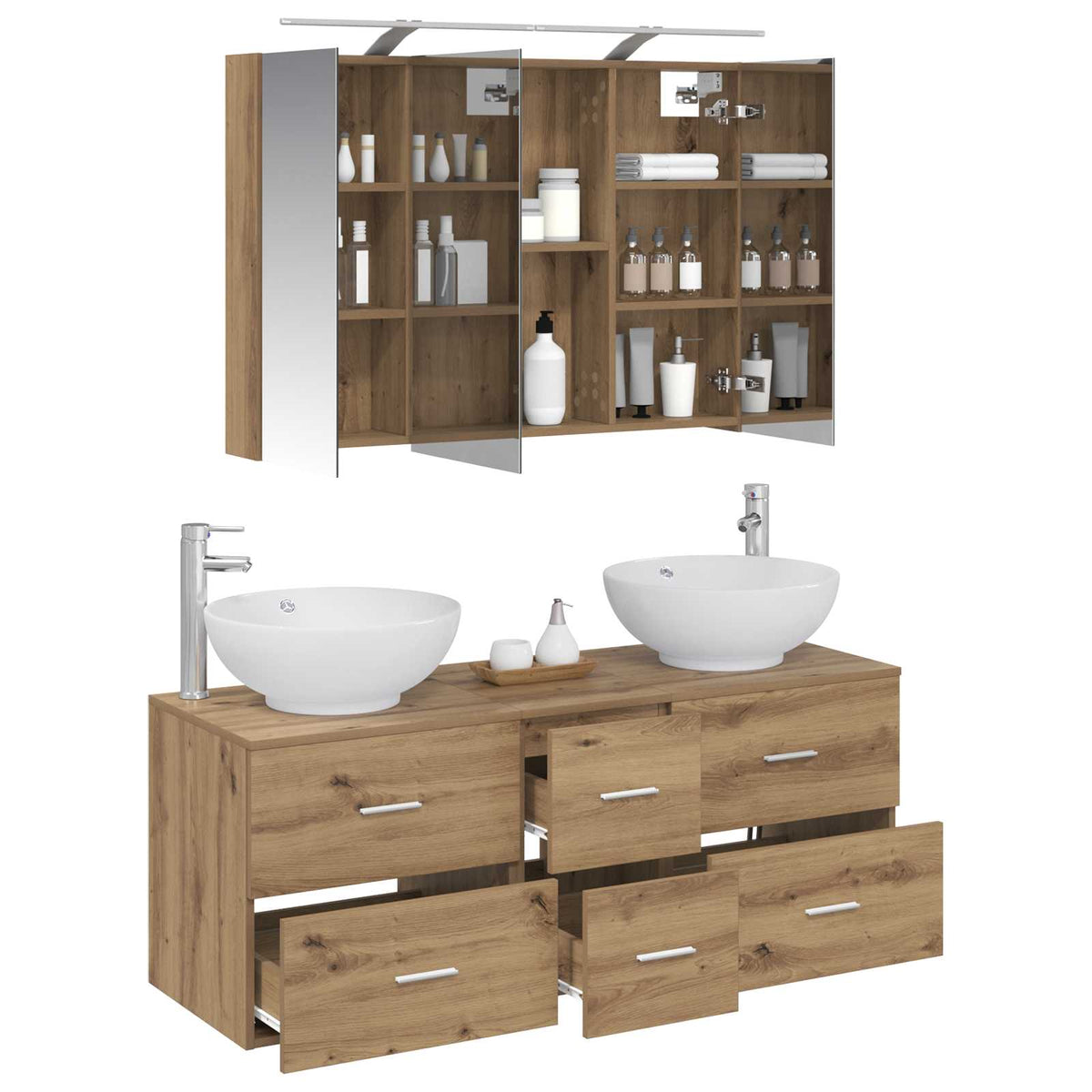 vidaXL Bathroom Furniture Set 4 pcs Artisan Oak 3