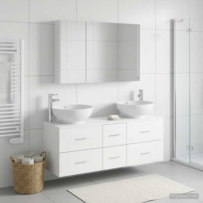 vidaXL Bathroom Furniture Set 4 pcs White Engineered Wood and Glass 4