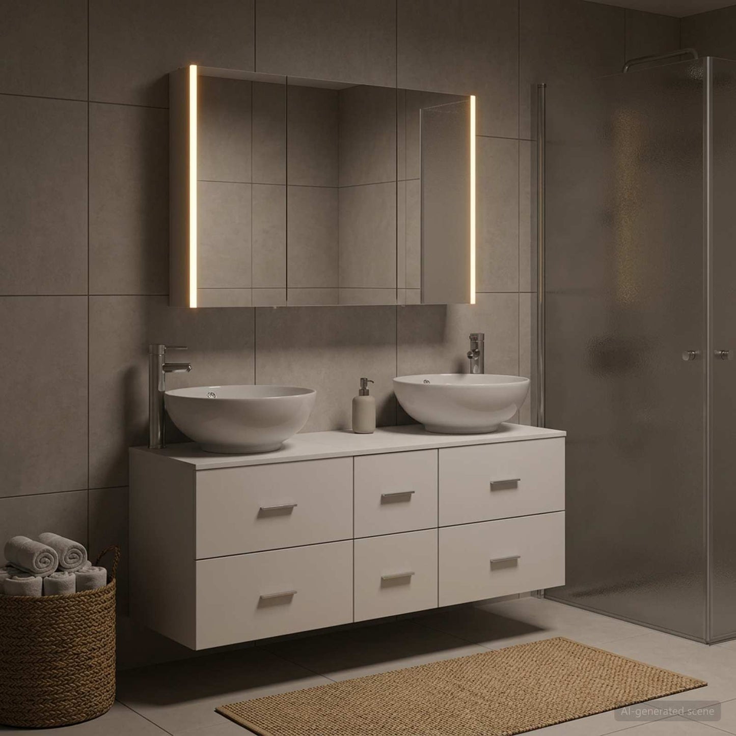 vidaXL Bathroom Furniture Set 4 pcs White Engineered Wood and Glass 1