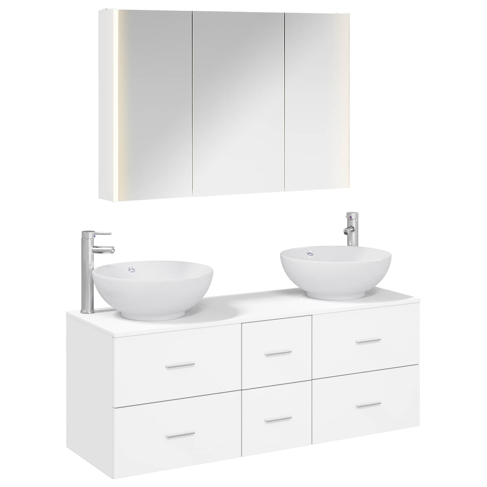 vidaXL Bathroom Furniture Set 4 pcs White Engineered Wood and Glass 2