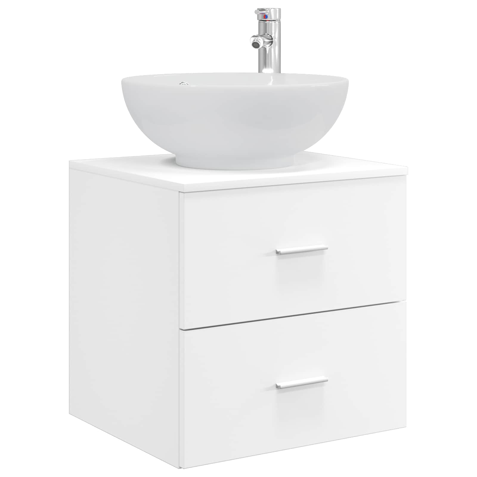 vidaXL Bathroom Furniture Set 4 pcs White Engineered Wood and Glass 5