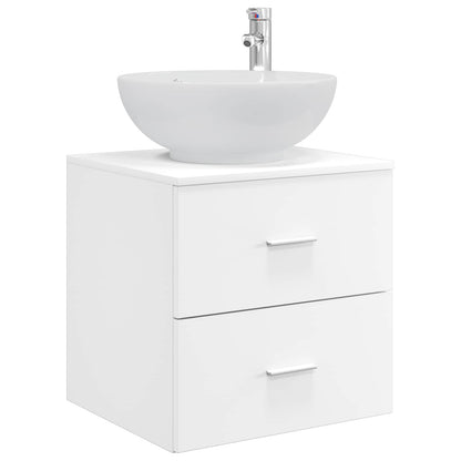 vidaXL Bathroom Furniture Set 4 pcs White Engineered Wood and Glass 5