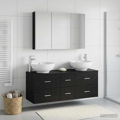 vidaXL Bathroom Furniture Set 4 pcs Black Oak 4