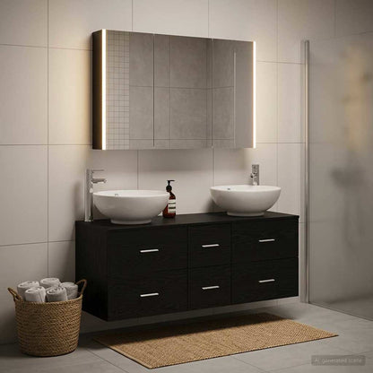 vidaXL Bathroom Furniture Set 4 pcs Black Oak 1
