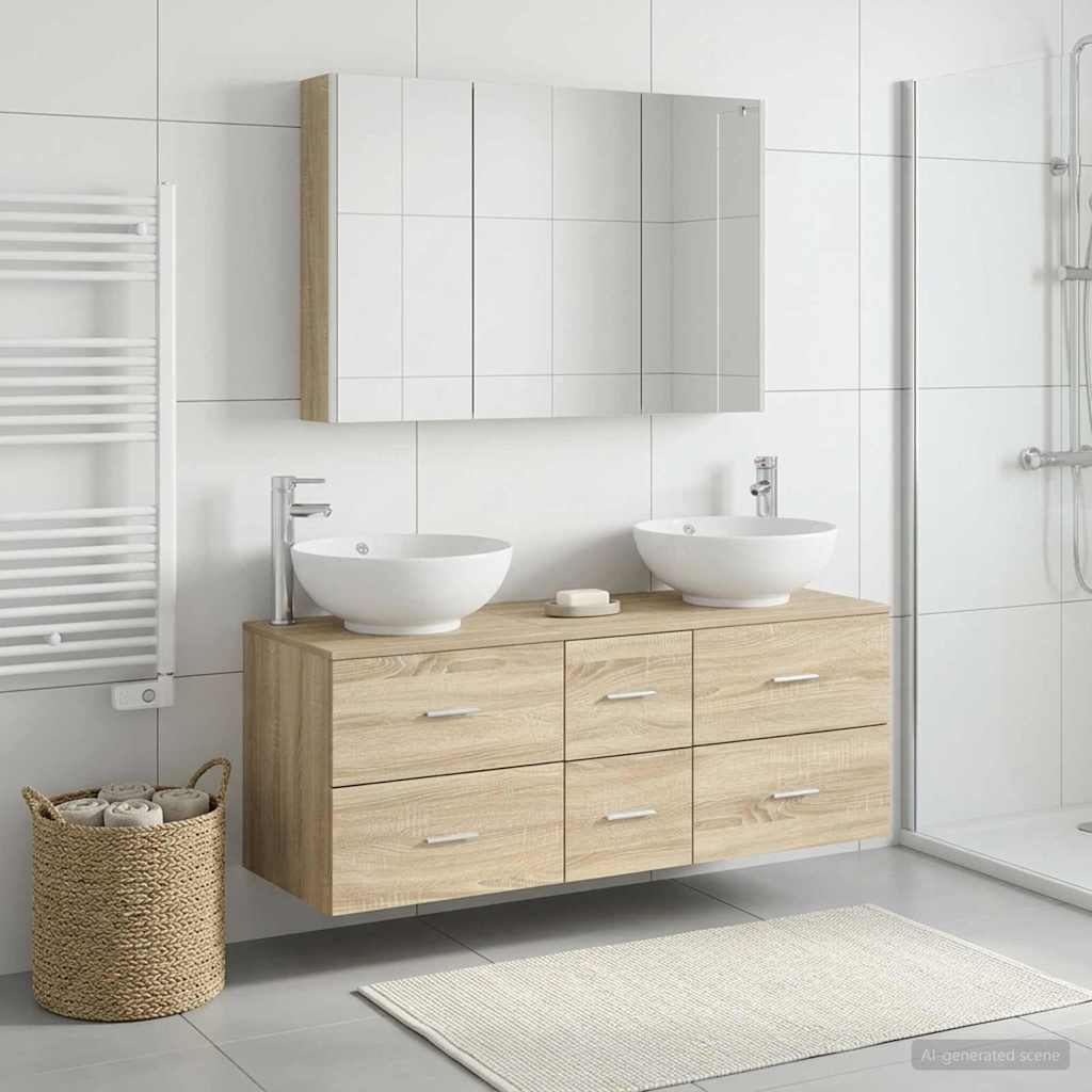 vidaXL Bathroom Furniture Set 4 pcs Sonoma Oak 4
