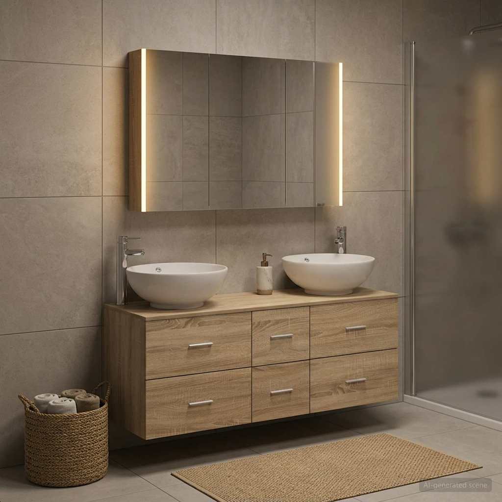 vidaXL Bathroom Furniture Set 4 pcs Sonoma Oak 1