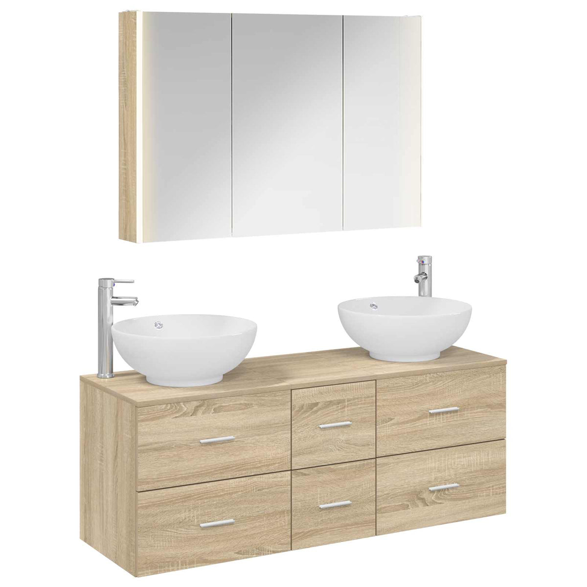 vidaXL Bathroom Furniture Set 4 pcs Sonoma Oak 2