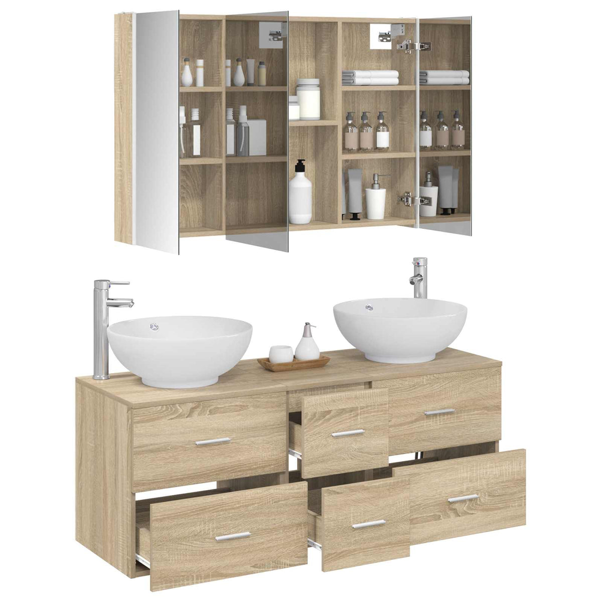vidaXL Bathroom Furniture Set 4 pcs Sonoma Oak 3