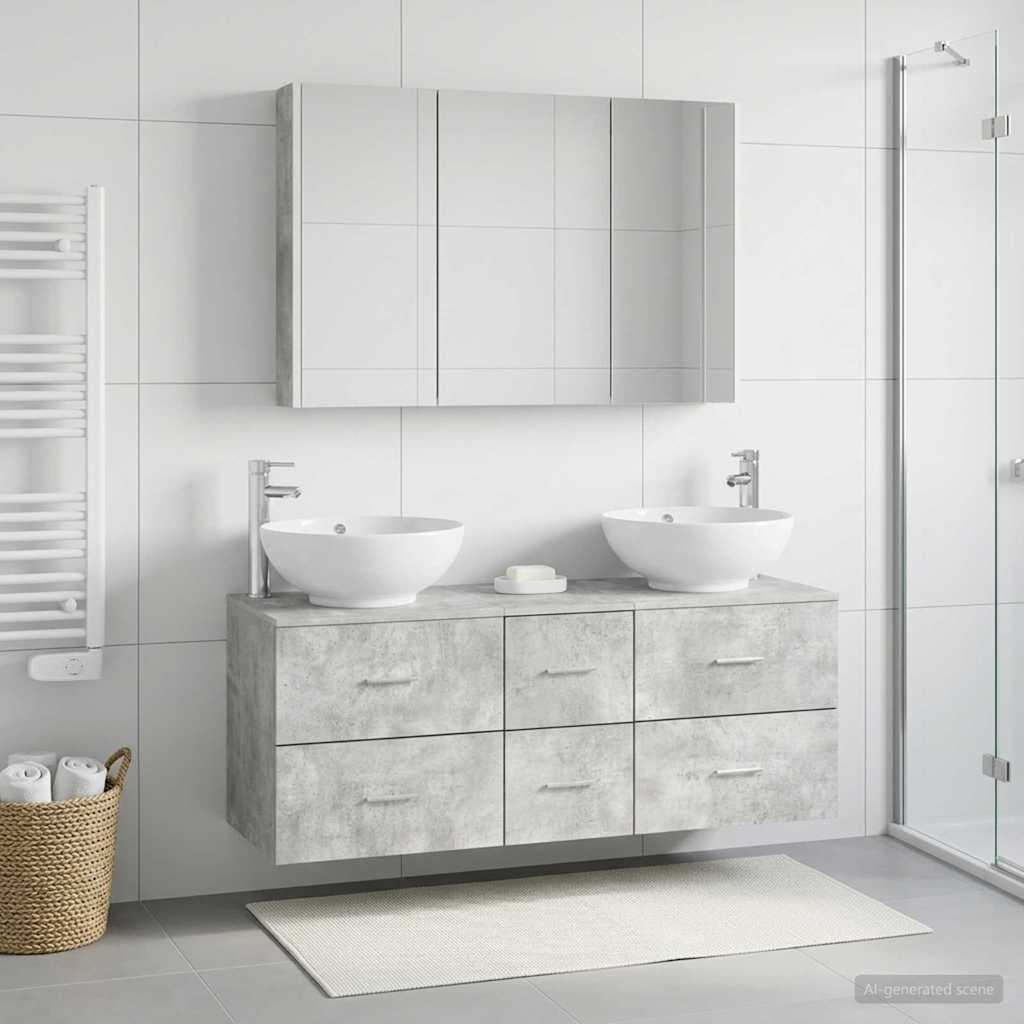 vidaXL Bathroom Furniture Set 4 pcs Concrete Grey 4