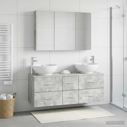 vidaXL Bathroom Furniture Set 4 pcs Concrete Grey 4