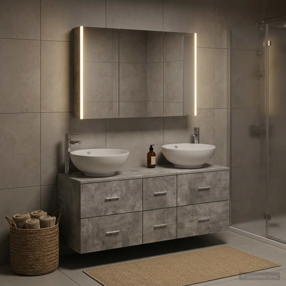 vidaXL Bathroom Furniture Set 4 pcs Concrete Grey