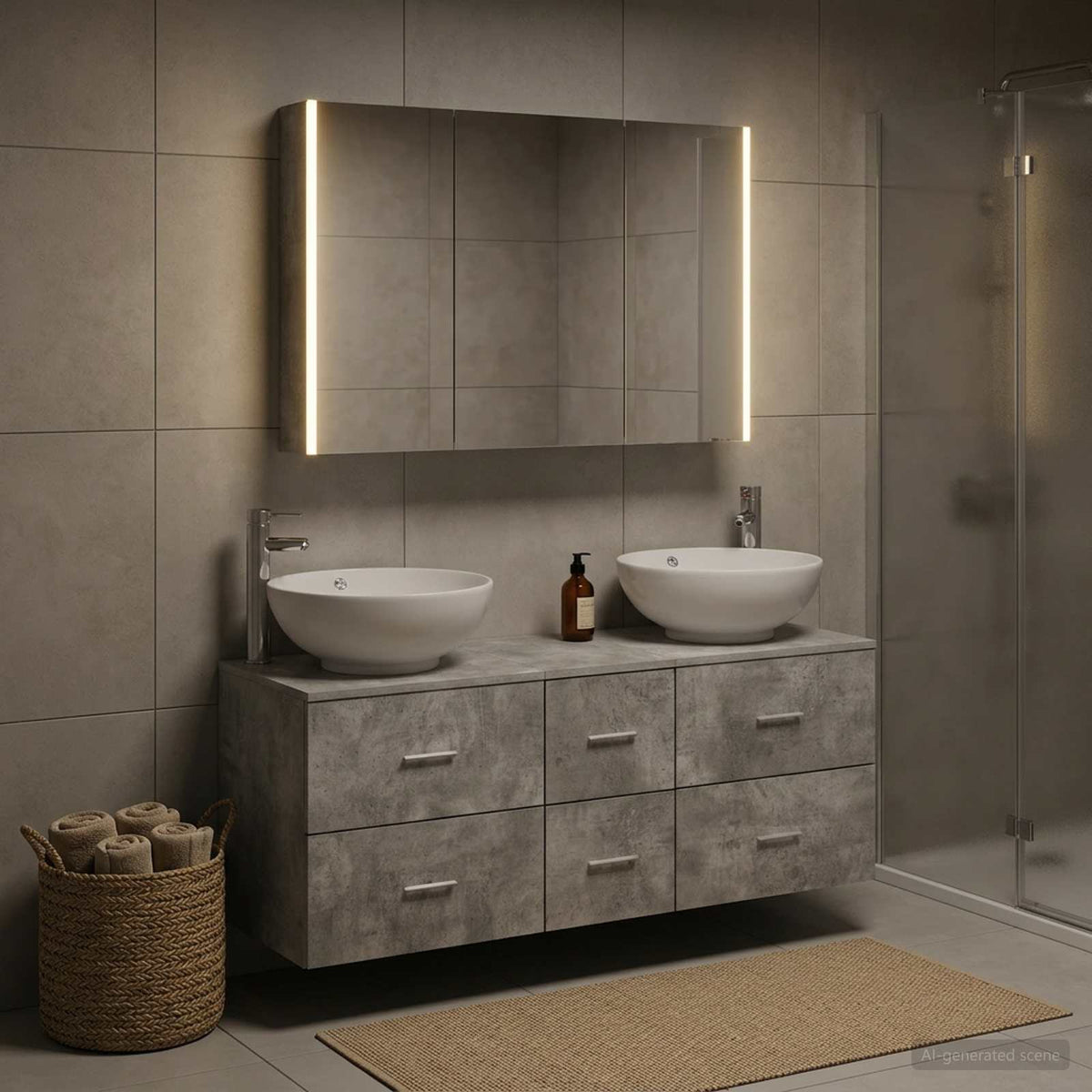 vidaXL Bathroom Furniture Set 4 pcs Concrete Grey 1