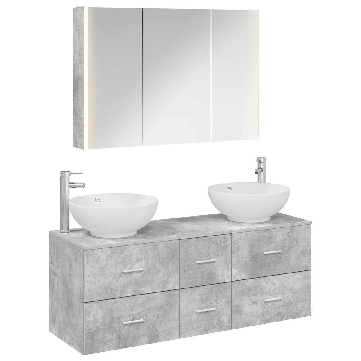 vidaXL Bathroom Furniture Set 4 pcs Concrete Grey 2